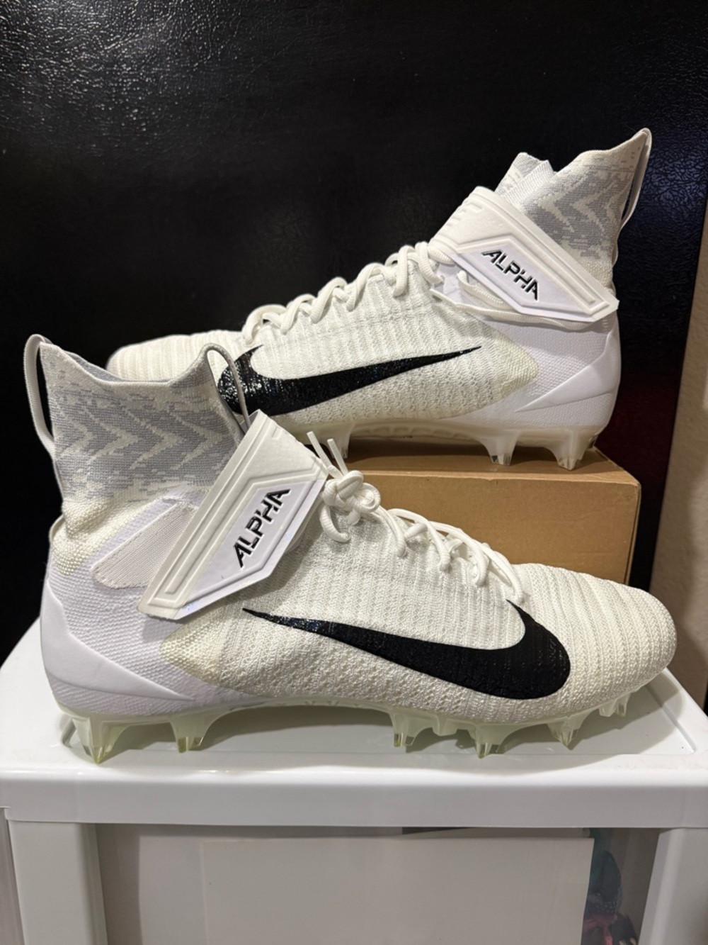Nike Men Size 16 WIDE Alpha Menace Elite 2 Football Cleats White/Grey BV3298-100